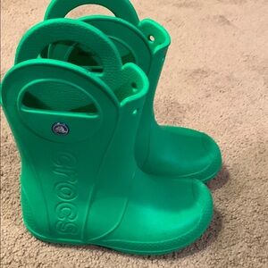 Crocs Boots Rain Snow Grass Green youth size J 1 rubber